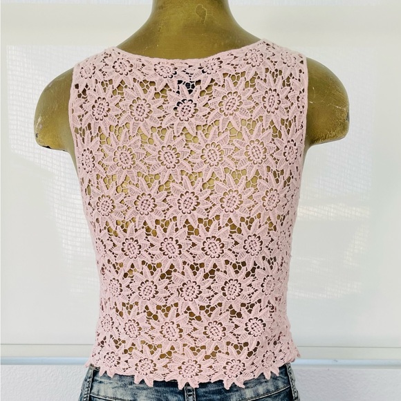 NELLA FANTASIA Pastel Pink Cutwork LACE CAMI Style TOP S/M - Picture 4 of 11
